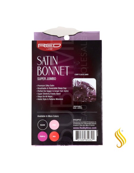 Red Kiss Satin Bonnet Super Jumbo Black