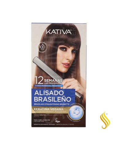 Kit Alisador Brasileiro Kativa Cabelos Escuros Veganos