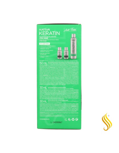 Kit Kativa Keratin Alisado Sin Plancha Anti Frisottis Xtra Shine