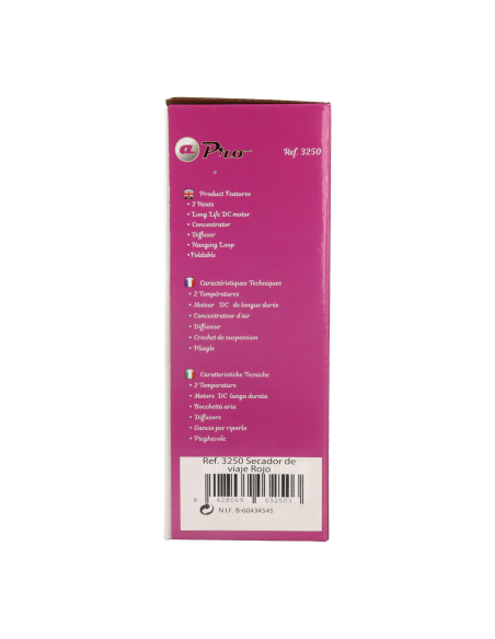 Mini sèche-cheveux de voyage Albi Fuchsia 1200 W 3250R