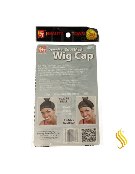 Beauty Town Open Top Bonnet Net Pour Perruque Noir (02278)