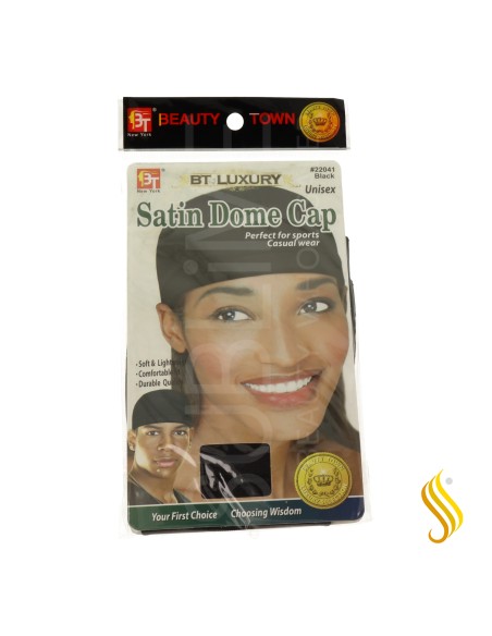 Beauty Town Luxury Satin Dome Cap Unisex Noir (22041)