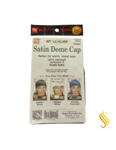 Beauty Town Luxury Satin Dome Cap Unisex Noir (22041) 2